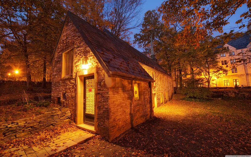 Stone Chapel at Dusk