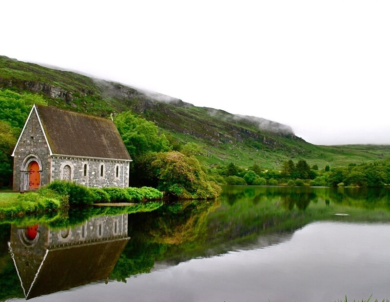 Stone Chapel by Lake