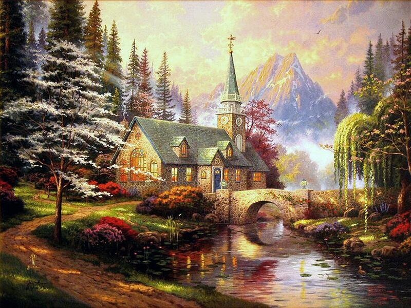 Stone Chapel by River