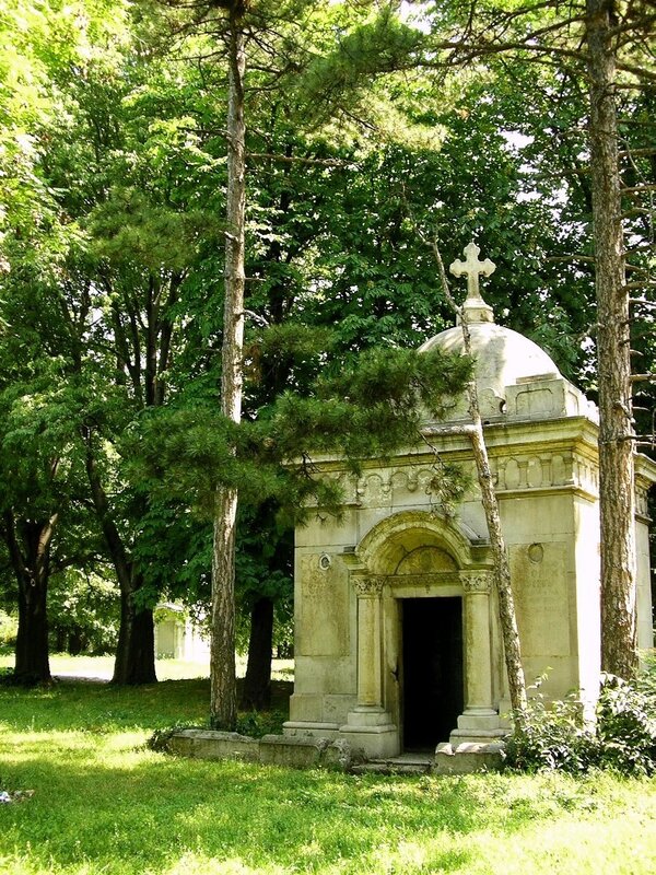Stone chapel in a forest