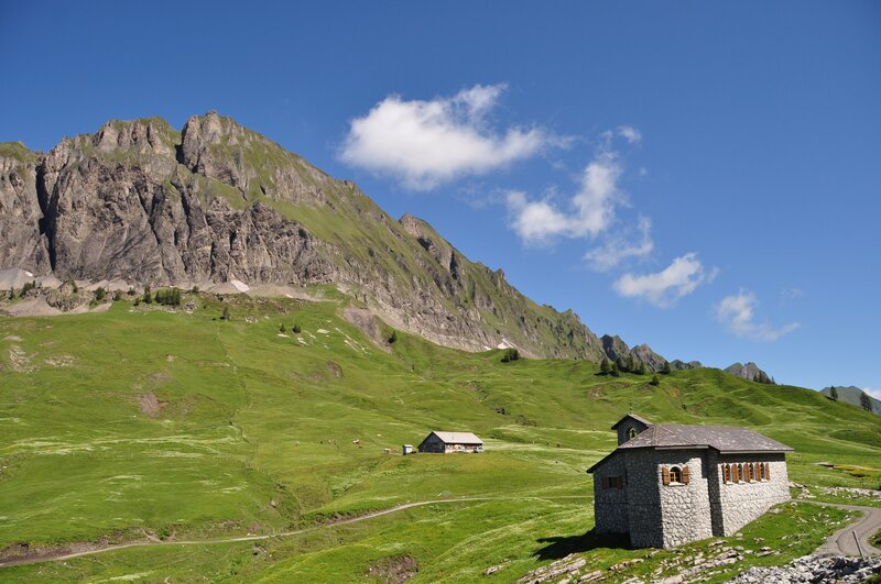 Stone Chapel in Alpine Meadow