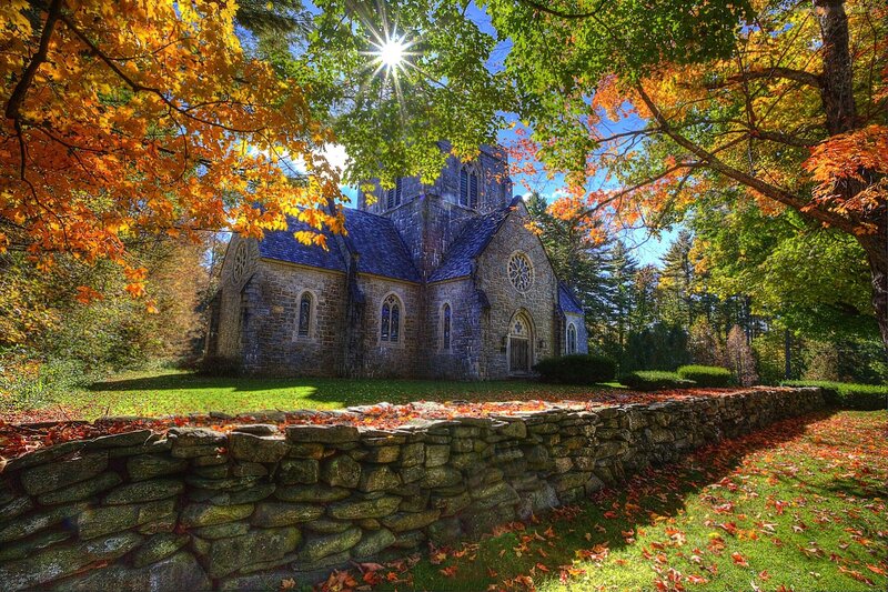 Stone Chapel in Autumn — Green