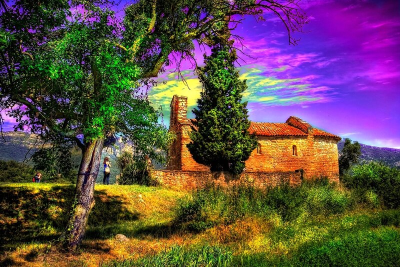 Stone Chapel in Field
