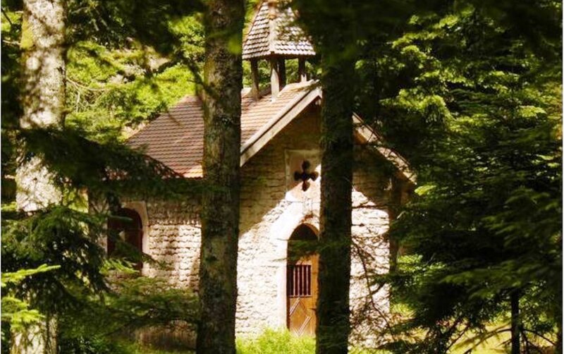Stone Chapel in Forest — Green, Serene, Afternoon