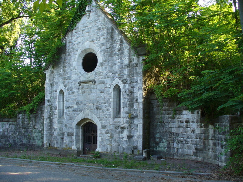 stone chapel in forest