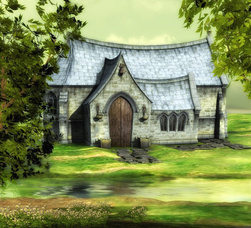 Stone Chapel in Meadow