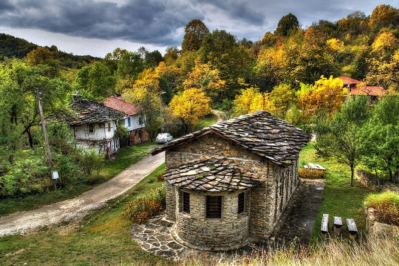 Stone Chapel in Village