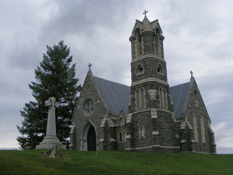 Stone Chapel on Hill — Gray