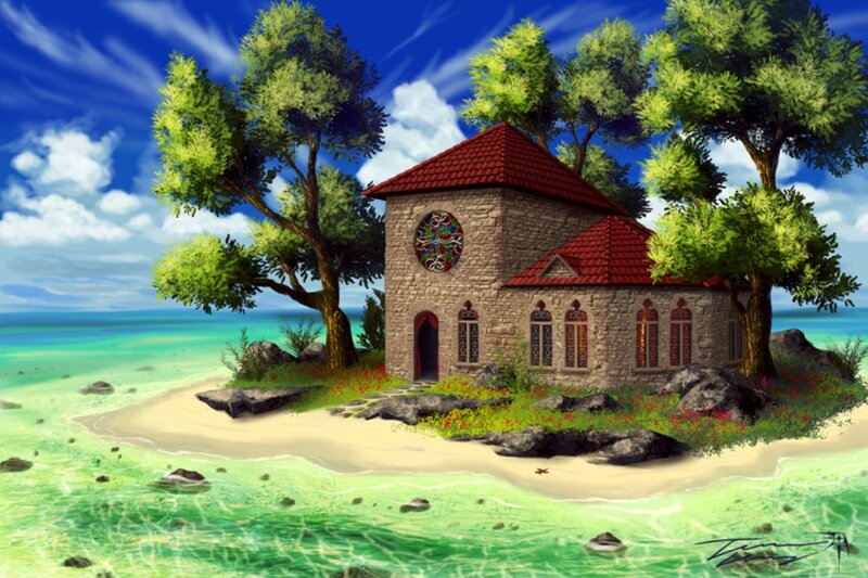 Stone Chapel on Island