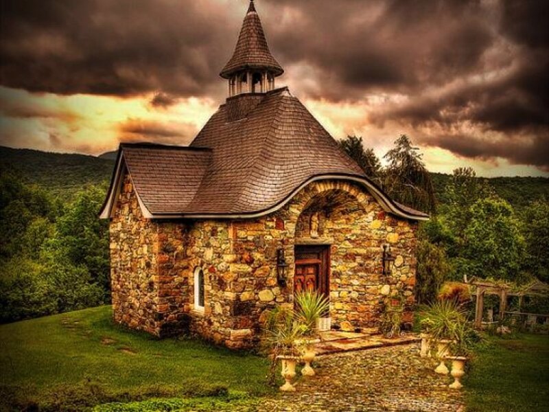 Stone Chapel with Steeple