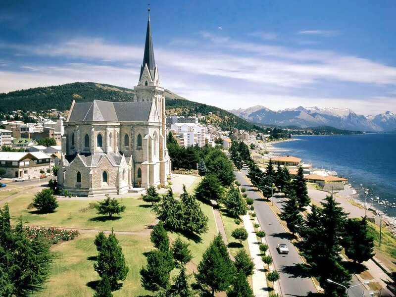 Stone Church by Lake — Blue
