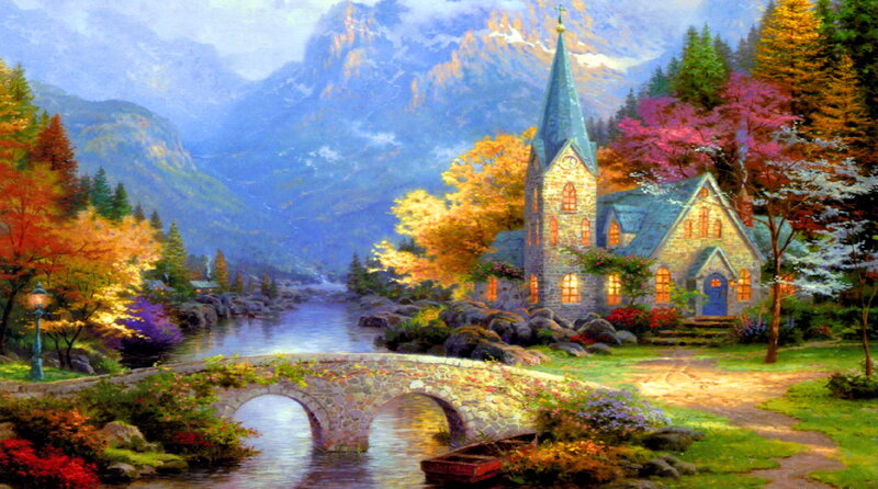 Stone Church by River