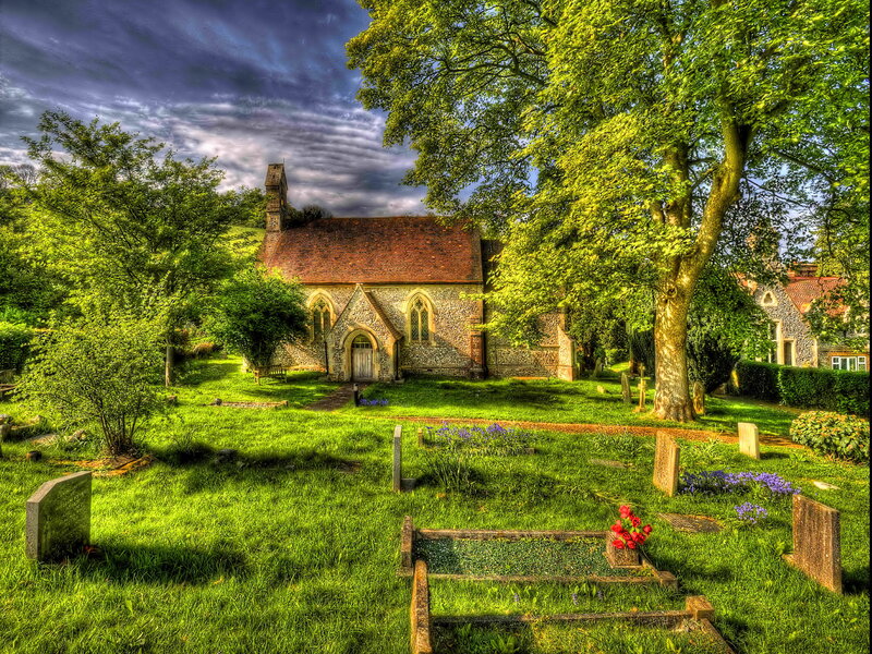 Stone Church in Graveyard
