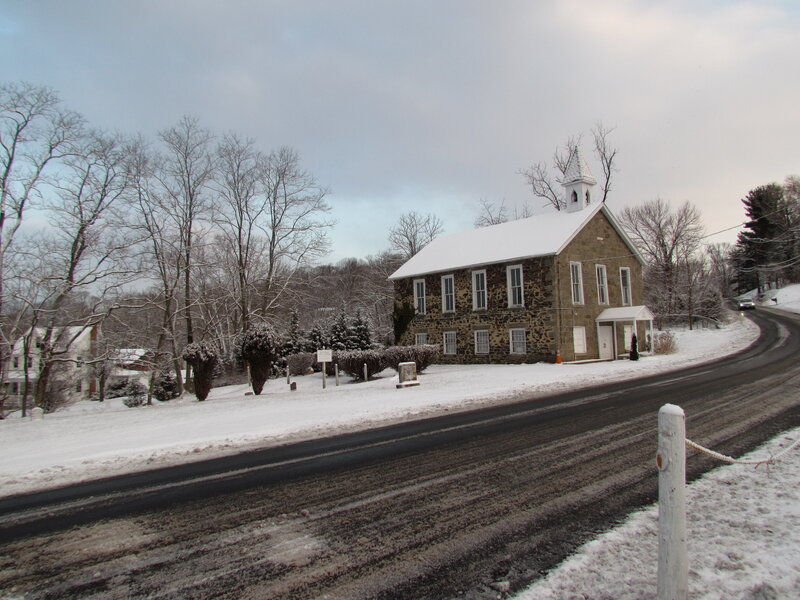Stone Church in Snow