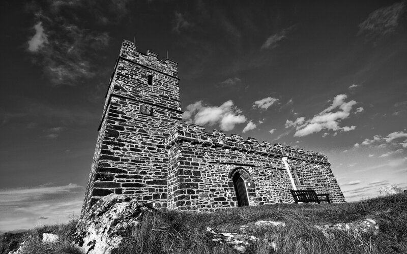 Stone Church on Hill — Black
