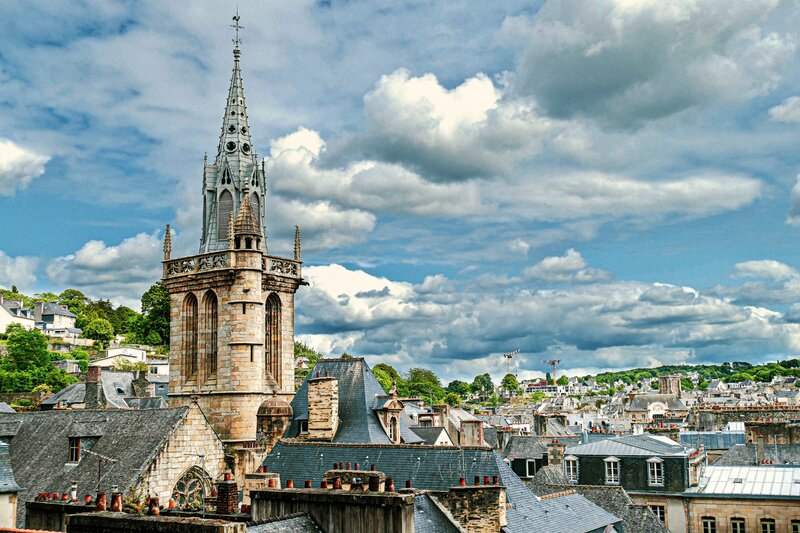Stone Church Tower — Blue, Dramatic, Afternoon