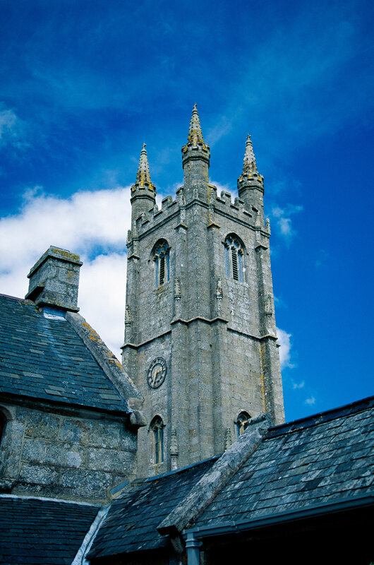 Stone Church Tower — Blue, Dramatic