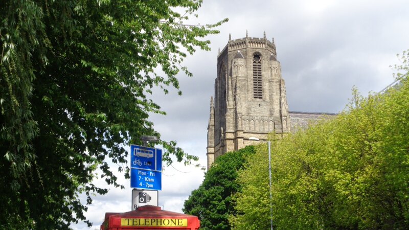 Stone Church Tower — Green, Overcast