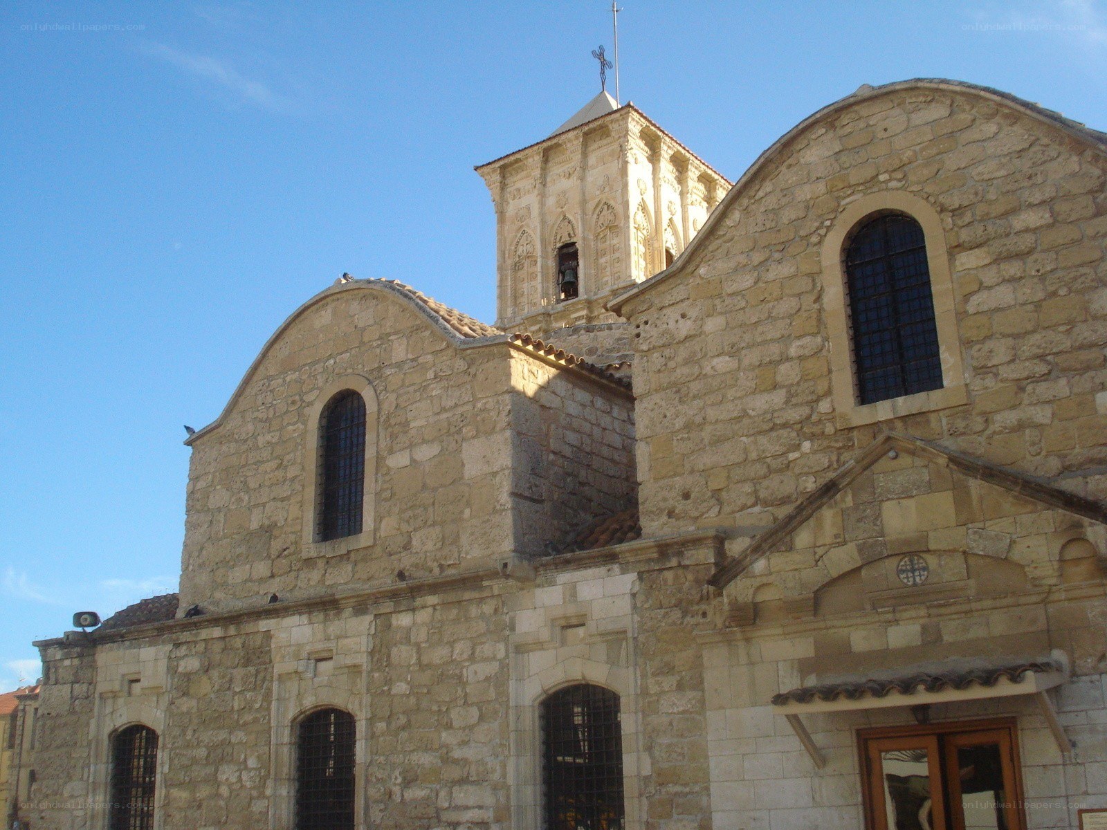 Stone church with bell tower