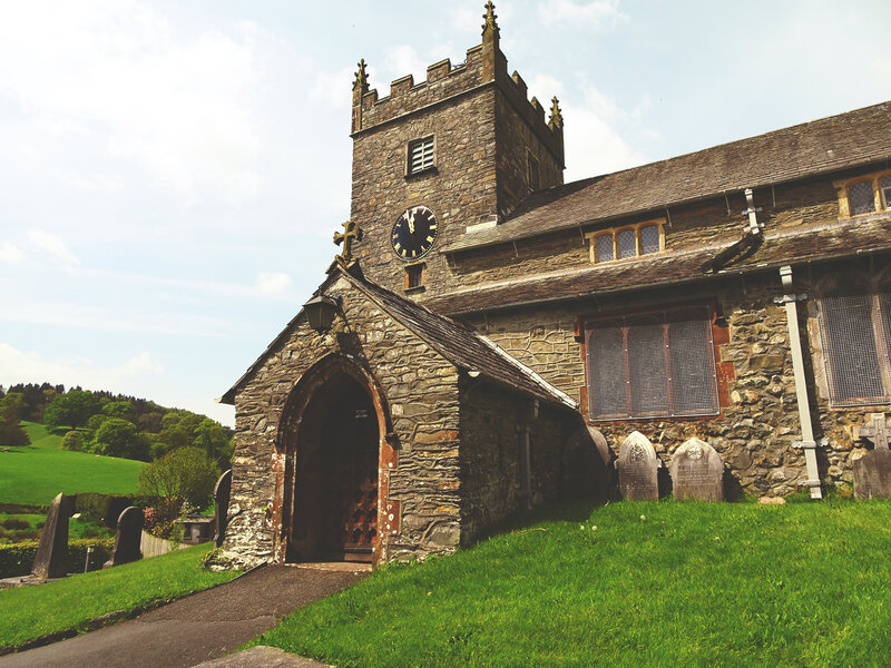 Stone Church with Clock