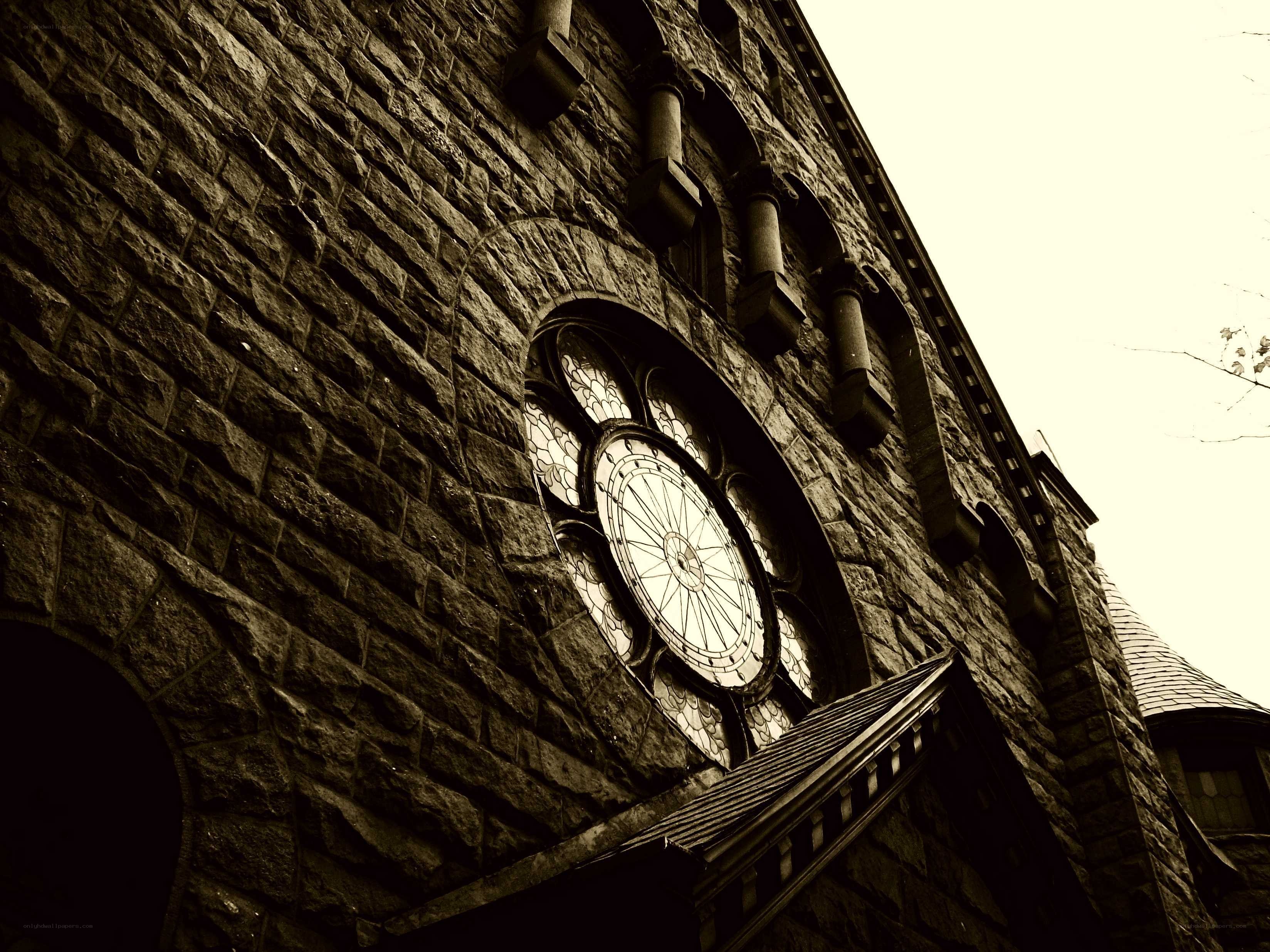 stone church with rose window