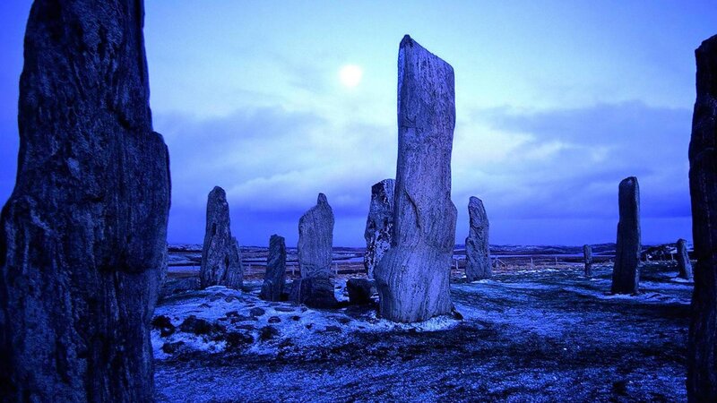 Stone Circle at Dusk — Blue, Dramatic