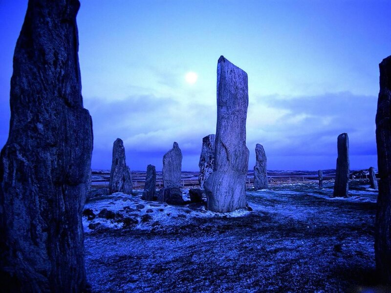 Stone circle at dusk
