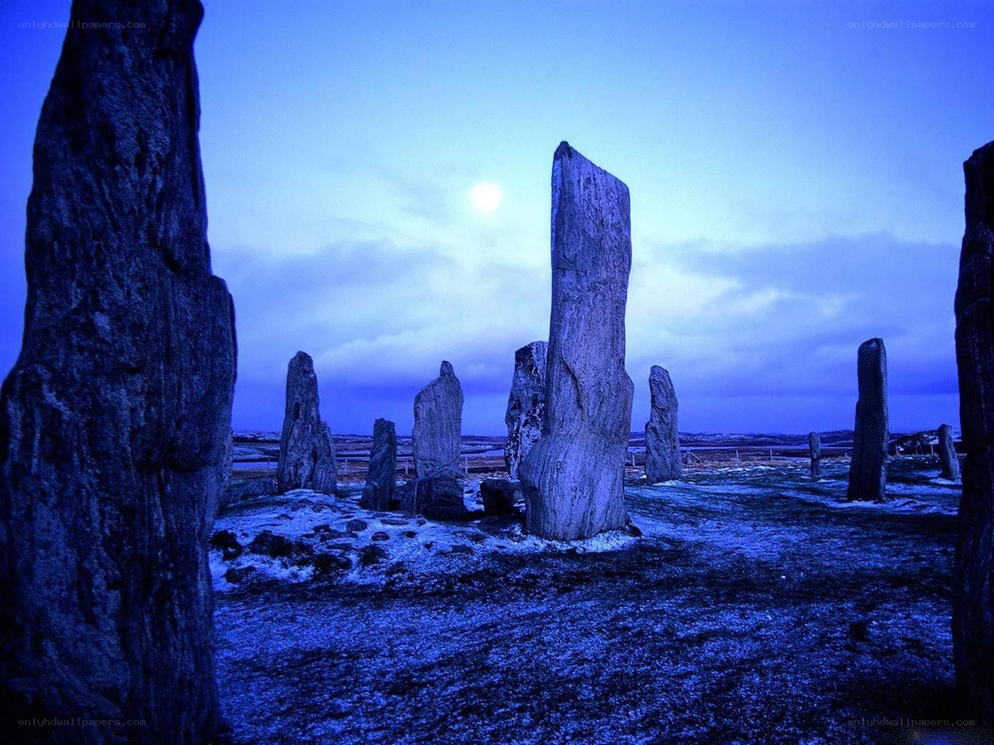 Stone circle at dusk