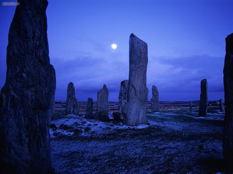Stone Circle at Night — Blue, Mysterious