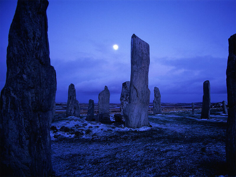 Stone Circle at Night — Blue, Serene