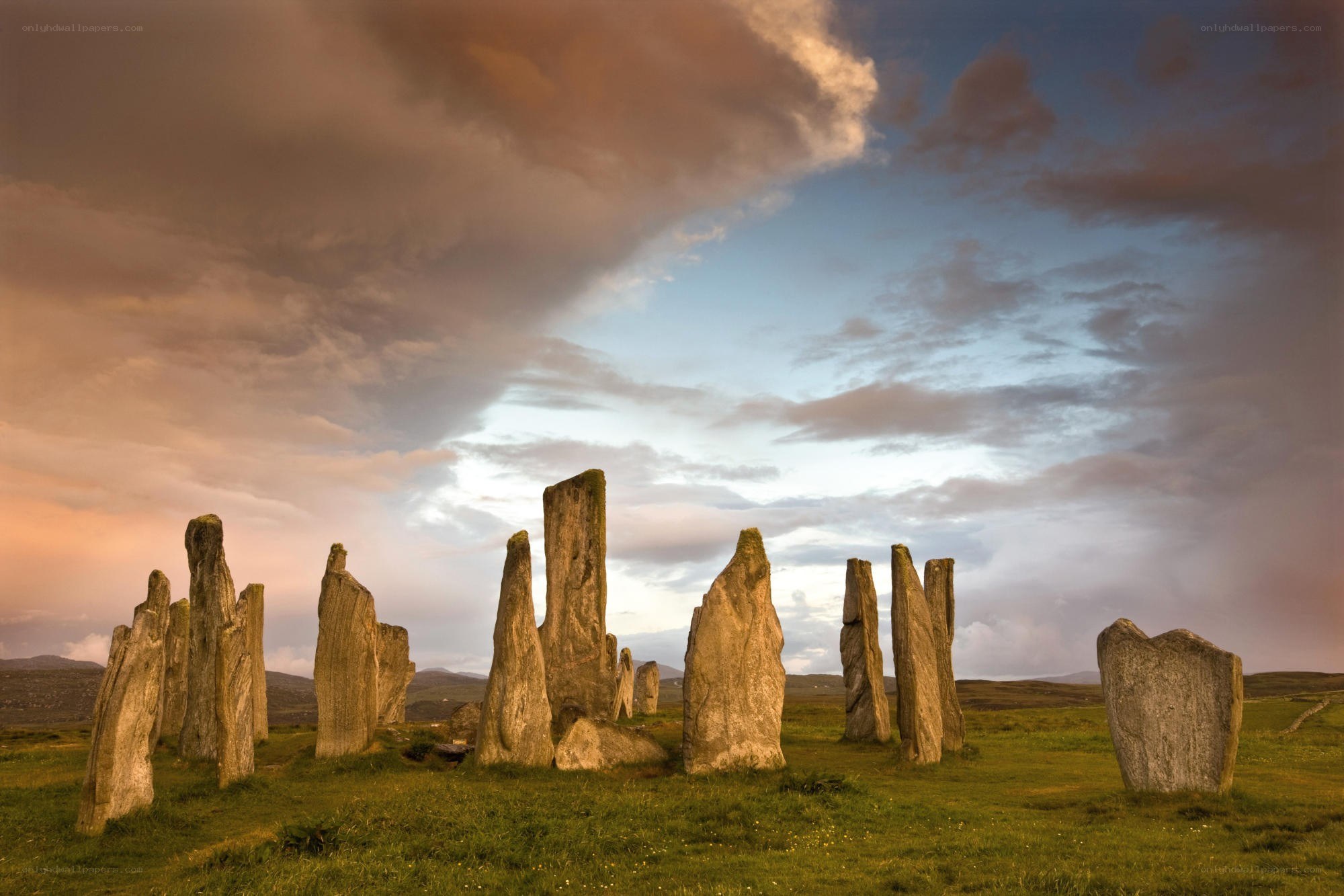 Stone circle at sunset