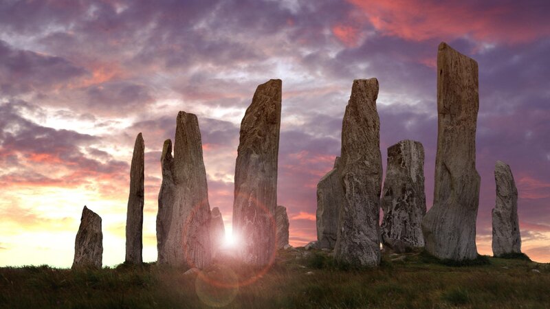 Stone circle at sunset