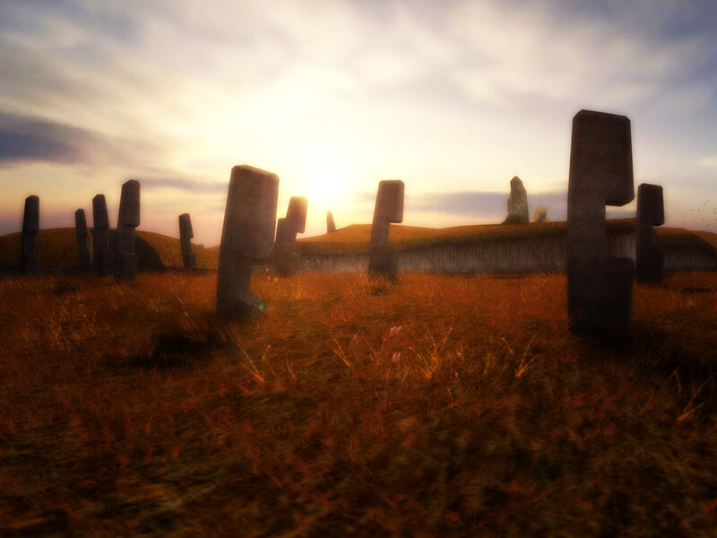 Stone circle at sunset
