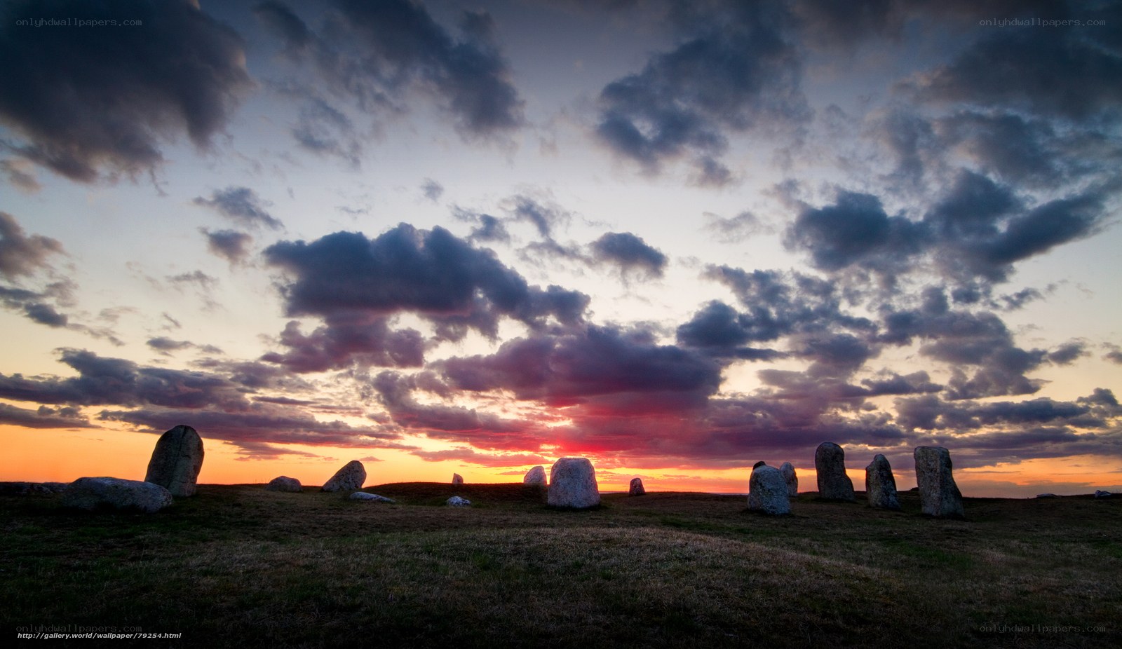 Stone circle at sunset
