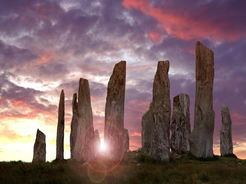 Stone circle at sunset