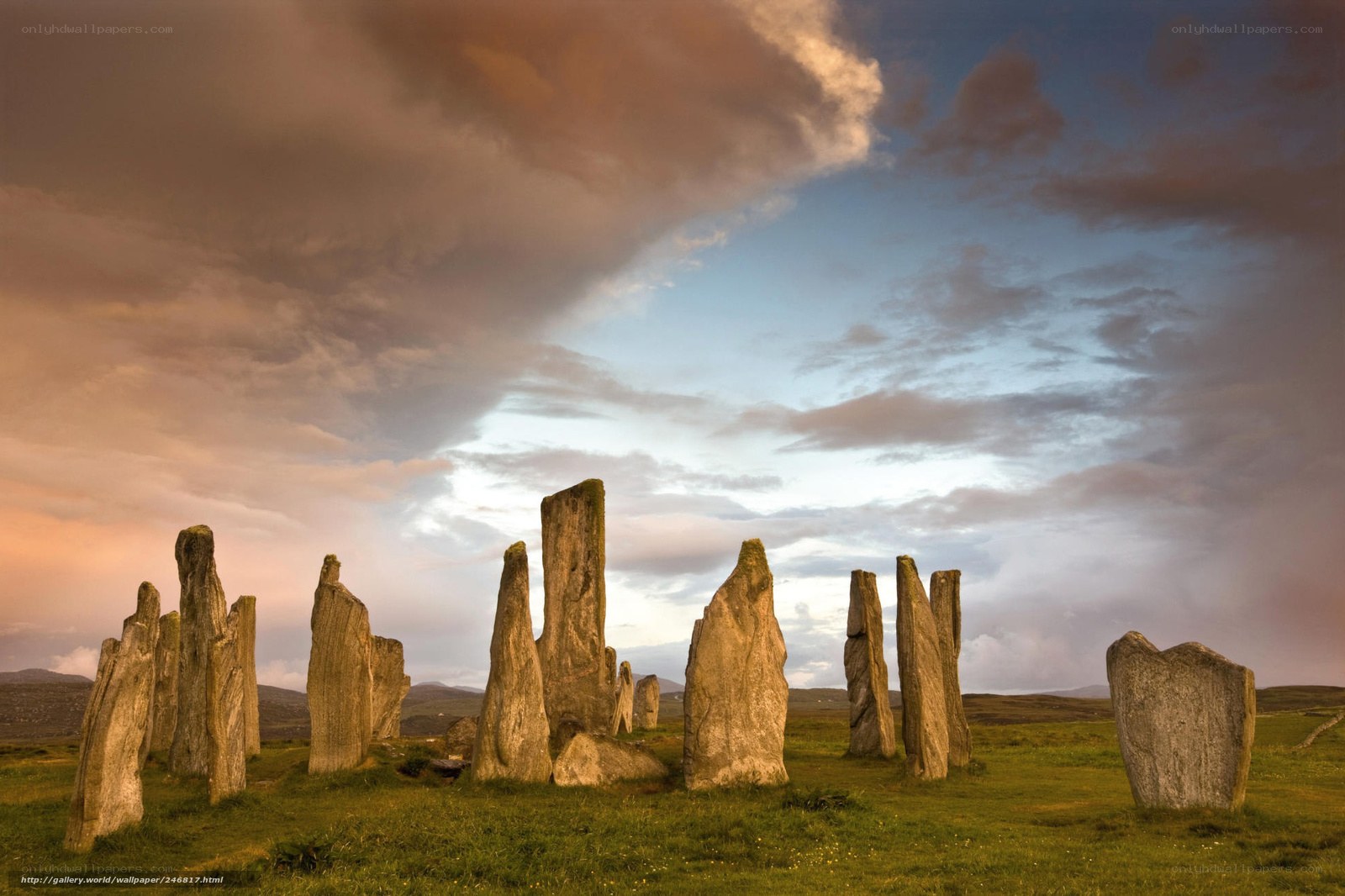Stone circle at sunset