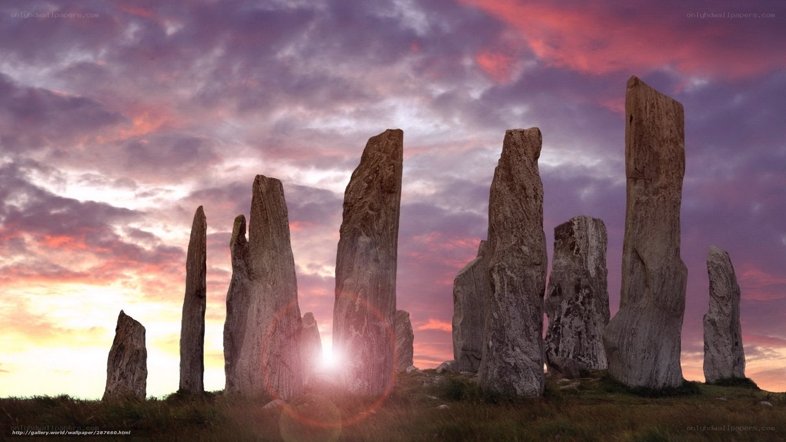 Stone circle at sunset