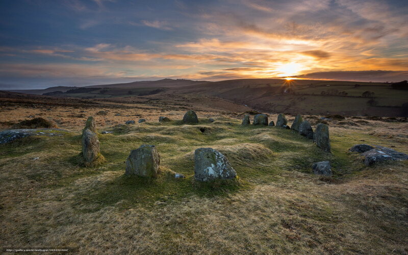 Stone Circle at Sunset — Green, Dramatic, Photograph