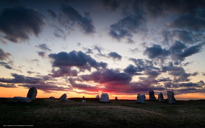 Stone Circle at Sunset — Purple, Dramatic