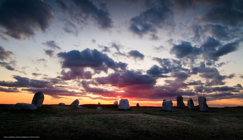 Stone Circle at Sunset — Purple