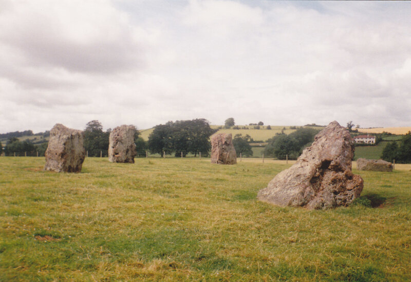 Stone circle in a grassy field