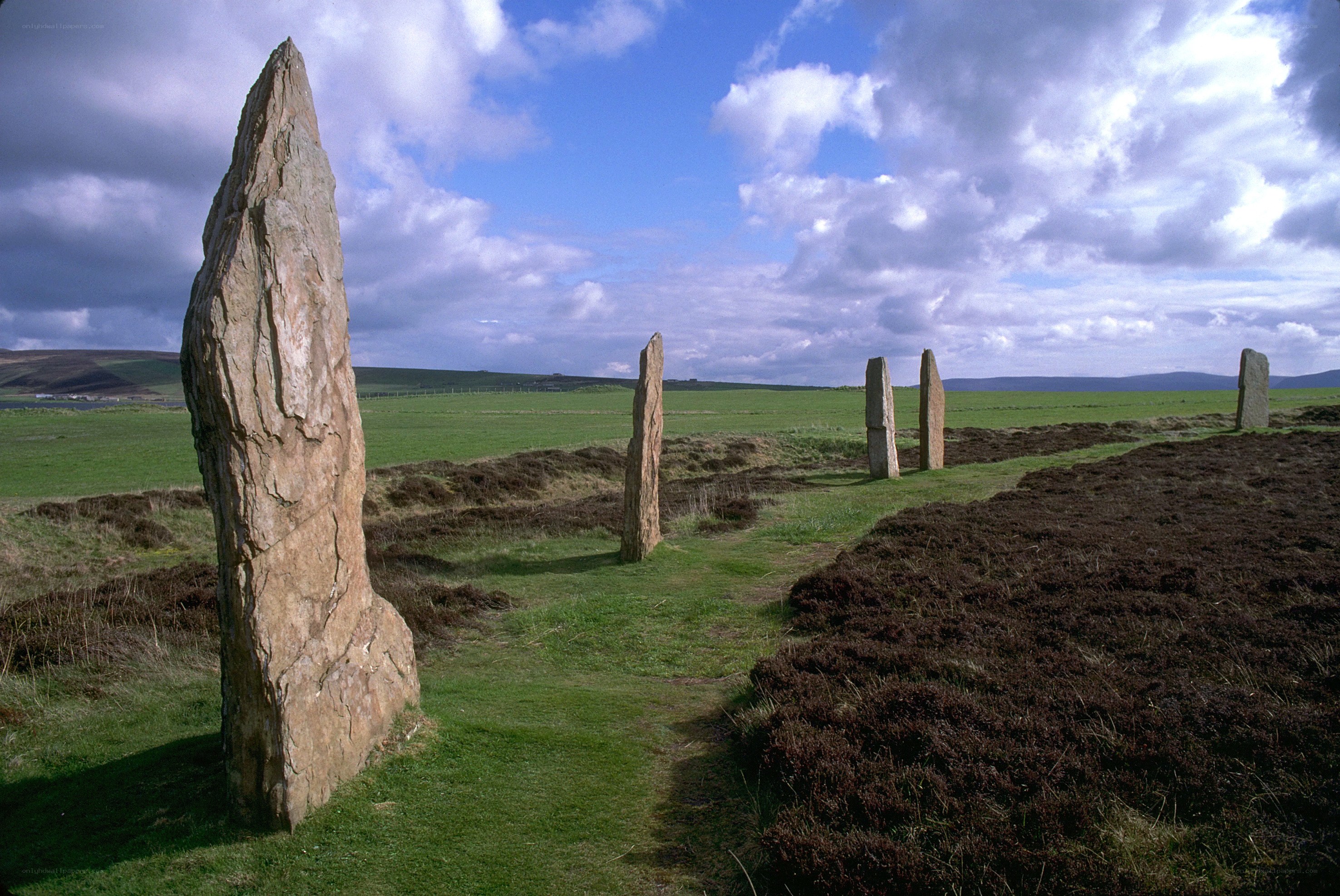 Stone circle in a green field