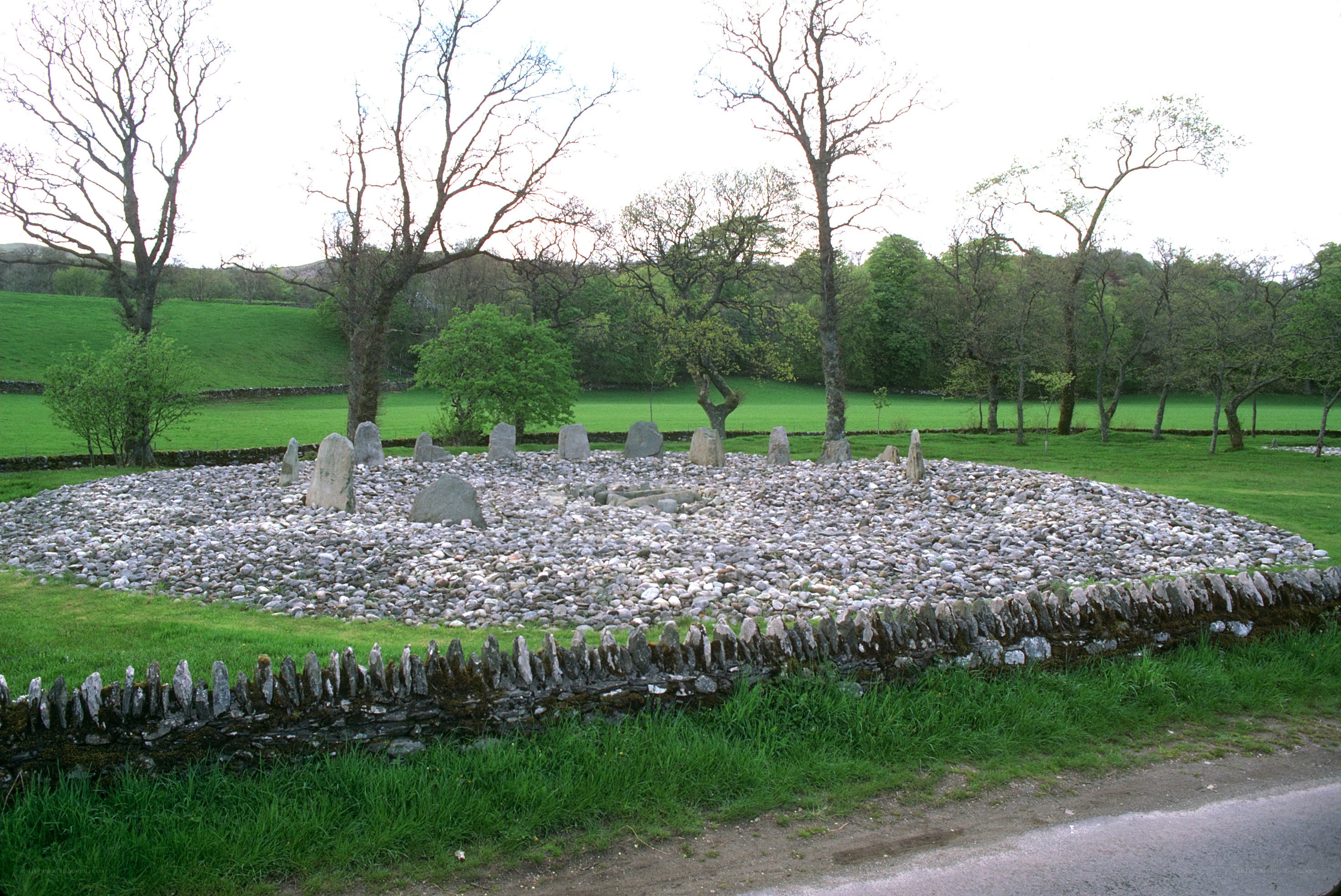 Stone circle in a green field