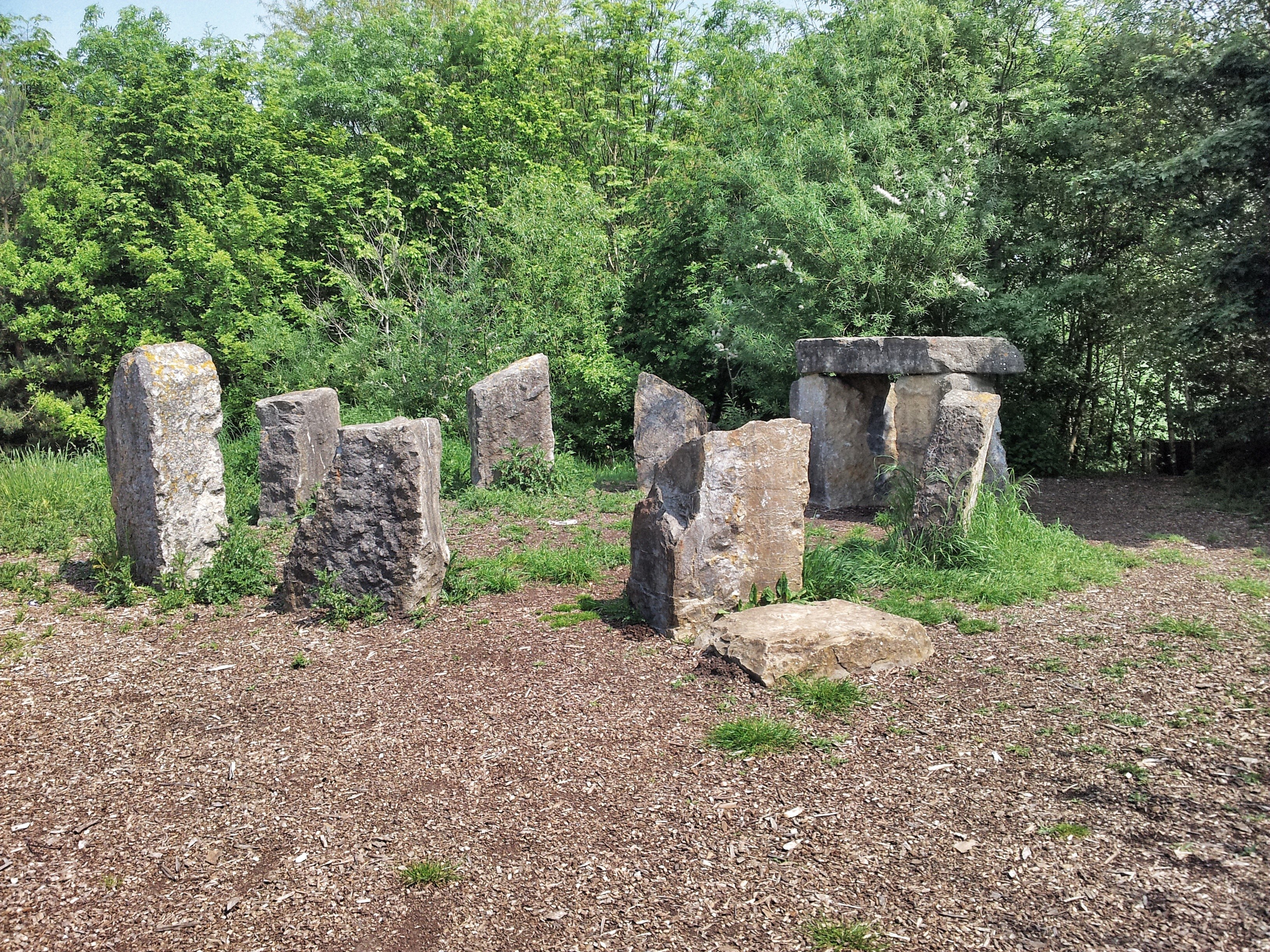 Stone circle in a wooded area
