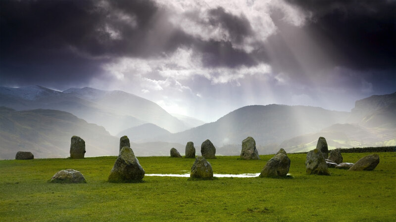 Stone Circle in Field — Green, Dramatic, Afternoon