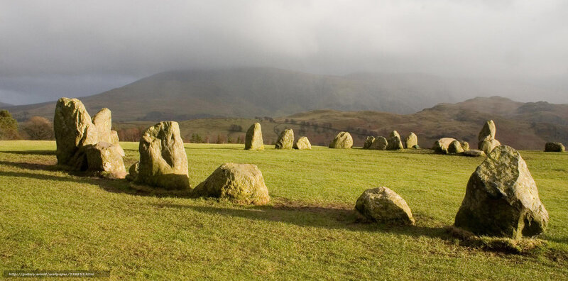 Stone Circle in Field — Green, Serene, Afternoon, Photograph, Grass
