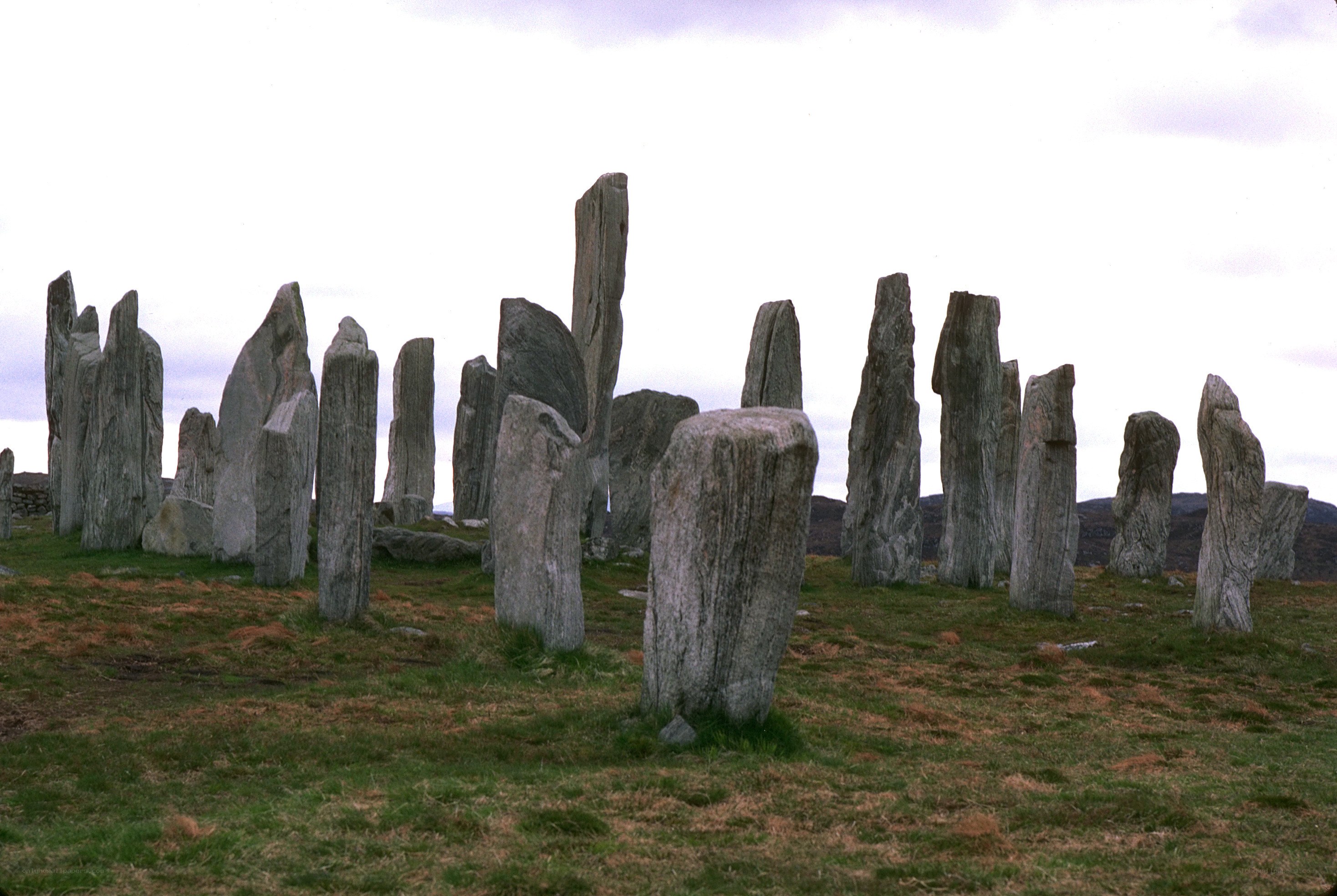 Stone circle on a grassy hill