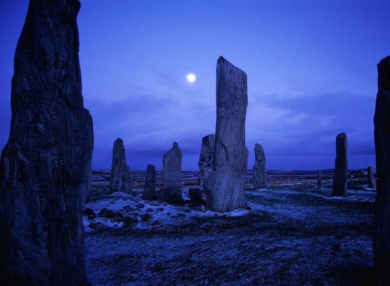 Stone circle under moonlight