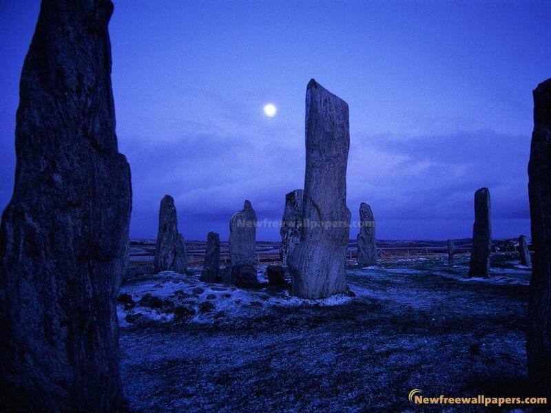 Stone circle under moonlight