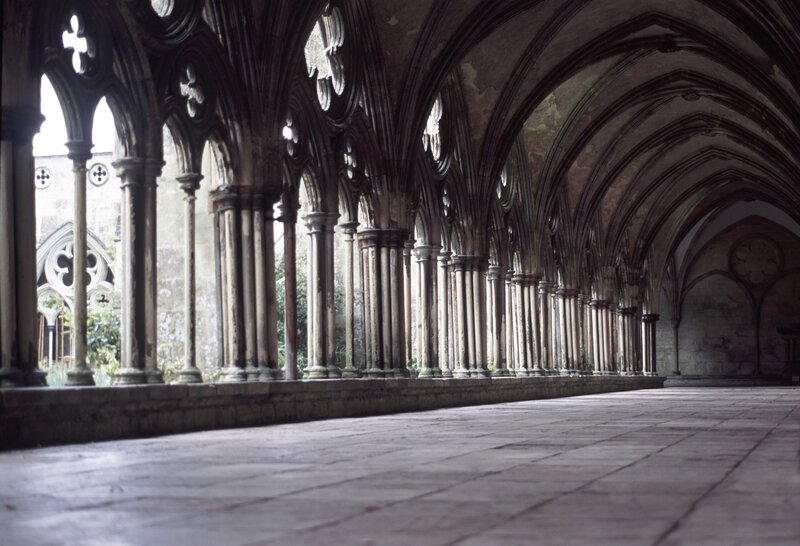 Stone Cloister Corridor — Gray